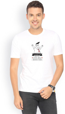 

Campus Sutra Printed Men Round Neck White T-Shirt