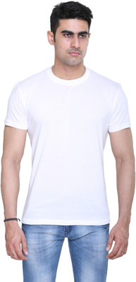 

Colors & Blends Solid Men' Round Neck White T-Shirt