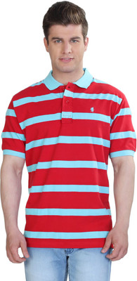 

The Cotton Company Striped Men' Polo Neck Red, Blue T-Shirt