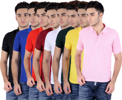 

Sanvi Traders Solid Men Polo Neck Multicolor T-Shirt(Pack of 8
