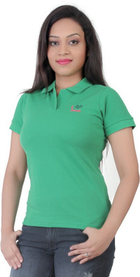 

FCK-3 Woven Women's Polo Neck Green T-Shirt