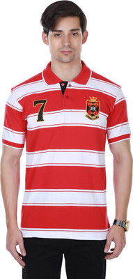 

Cotton County Premium Striped Men's Flap Collar Neck Red T-Shirt