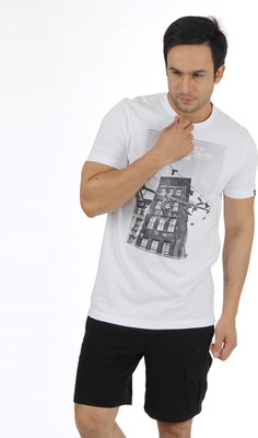

Puma Graphic Print Men' Round Neck White T-Shirt