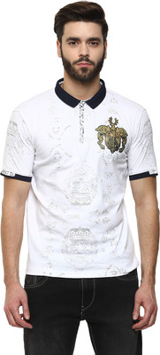 

Fritzberg Printed Men's Polo Neck White T-Shirt, Noble white