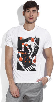 

ADIDAS Printed Men's Round Neck White T-Shirt