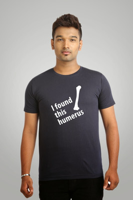 

Campus Sutra Printed Men Round Neck Dark Blue T-Shirt