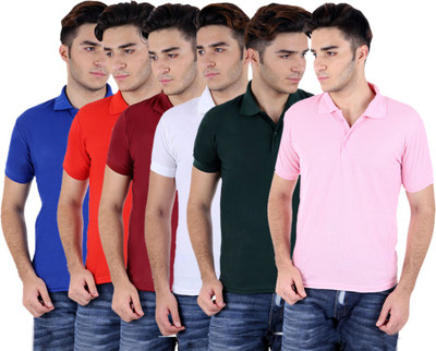 

Sanvi Traders Solid Men Polo Neck Multicolor T-Shirt(Pack of 6