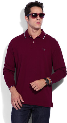 

Gant Solid Men's Polo Neck Maroon T-Shirt, Black