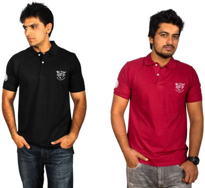 

SayItLoud Printed Men's Polo Neck Multicolor T-Shirt(Pack of 2), Black;red