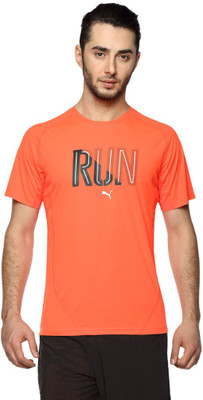 

Puma Printed Men's Round Neck Red T-Shirt, Red blast