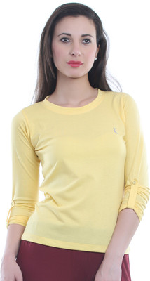 

Ultra Fit Solid Women's Round Neck Yellow T-Shirt