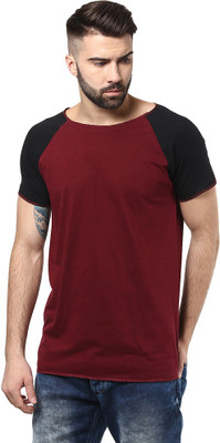 

Unisopent Designs Solid Men's Round Neck Maroon, Black T-Shirt
