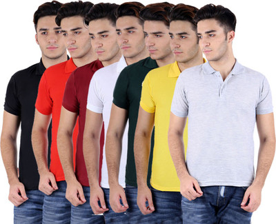 

Sanvi Traders Solid Men Polo Neck Multicolor T-Shirt(Pack of 7