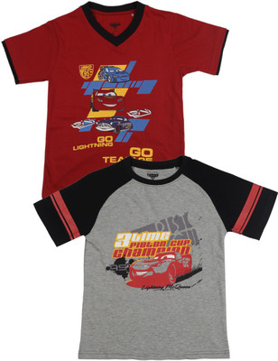 

Disney Cars Boys Printed T Shirt(Pack of 2, Red/melange