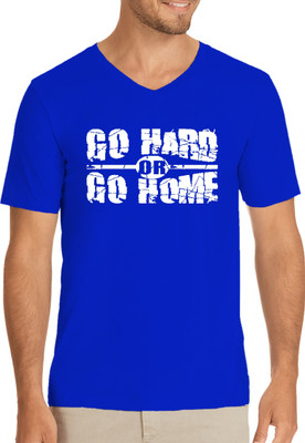 Alen Carter Printed Men V-neck Blue T-Shirt