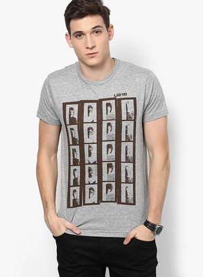 

Jack & Jones Graphic Print Men' Round Neck Grey T-Shirt, Light grey melange