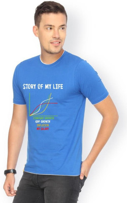 

Campus Sutra Printed Men Round Neck Blue T-Shirt, Royal blue