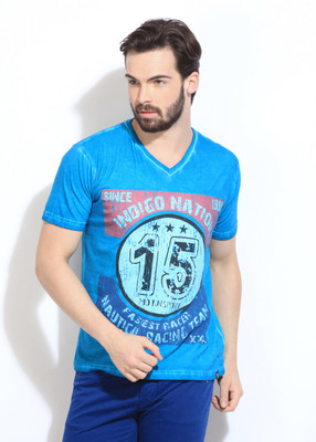 

Indigo Nation Street Printed Men's V-neck Blue T-Shirt, 1ir50761