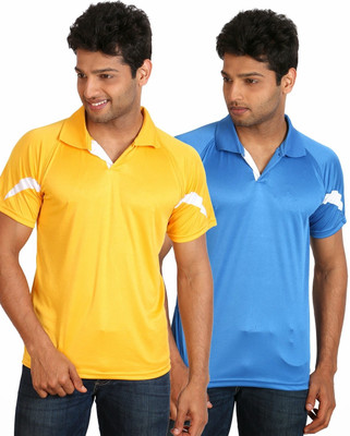 

Campus Sutra Solid Men Polo Neck Yellow, Light Blue T-Shirt(Pack of 2)