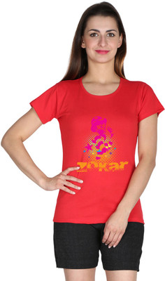 

Faireno Printed Women' Round Neck Red T-Shirt