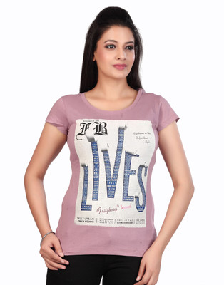 

Fritzberg Printed Women's Round Neck Pink T-Shirt, Dale pink 