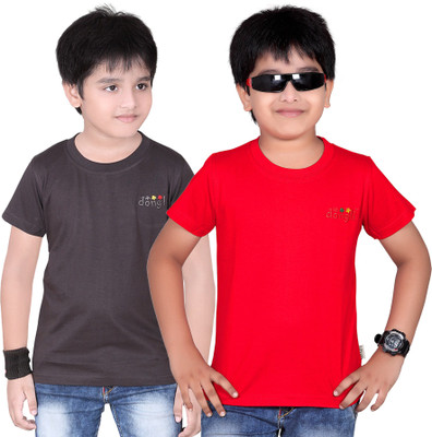 

FabTag - Dongli Boys Solid T Shirt(Grey, Pack of 2, Grey & red