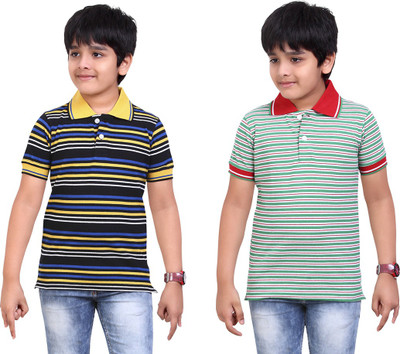 

Dongli Boys Striped T Shirt(Green, Pack of 2), Combo color