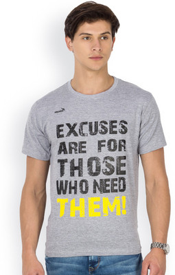 

Kingaroo Printed Men's Round Neck Grey T-Shirt, Grey milange