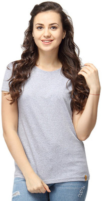 

Campus Sutra Casual Short Sleeve Solid Women's Grey Top