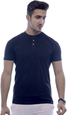 

Urban Flux Solid Men' Henley Black T-Shirt