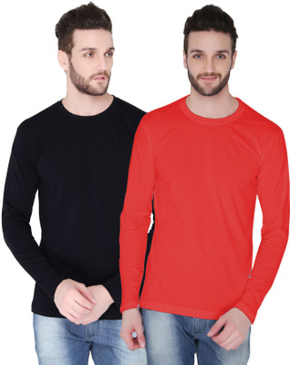 

Joke Tees Solid Men's Round Neck Black, Red T-Shirt(Pack of 2