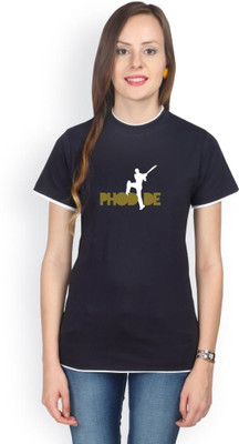 

Campus Sutra Solid Women' Round Neck Dark Blue T-Shirt