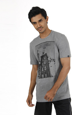 

Puma Graphic Print Men's Round Neck Grey T-Shirt, Medium gray heather