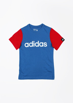 

ADIDAS Boys Printed T Shirt(Blue, Pack of 1