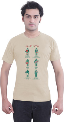 

Tantra Graphic Print Men's Round Neck Beige T-Shirt