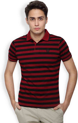 

Blackberrys Striped Men's Polo Neck Maroon T-Shirt