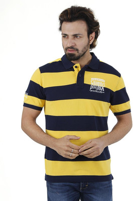 

Wrangler Striped Men' Polo Neck Yellow T-Shirt