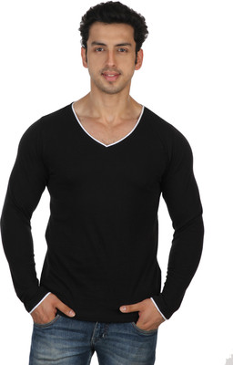 

Rigo Solid Men's V-neck Black T-Shirt