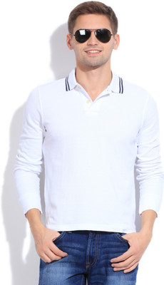 

Indian Terrain Solid Men's Polo Neck White T-Shirt