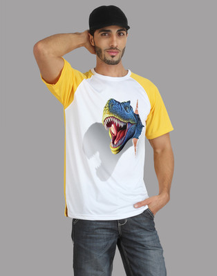 

Trionic Printed Men's Round Neck Yellow, White T-Shirt, Canary yellow