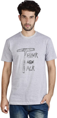 

Menlo Graphic Print Men's Round Neck Grey T-Shirt