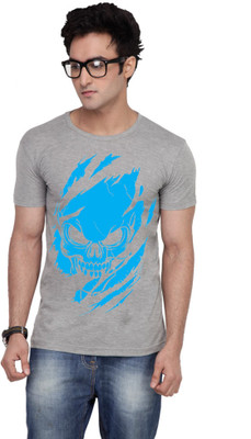 

Inkovy Graphic Print Men's Round Neck Grey T-Shirt