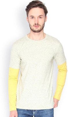 

Campus Sutra Solid Men Round Neck White T-Shirt, Cream melange