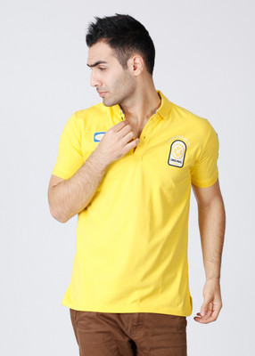 Scullers Solid Men's Polo Neck Yellow T-Shirt, Others