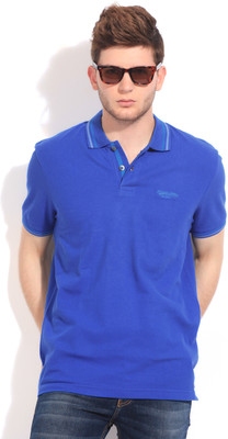 

Indian Terrain Solid Men's Polo Neck Blue T-Shirt, Bright cobalt