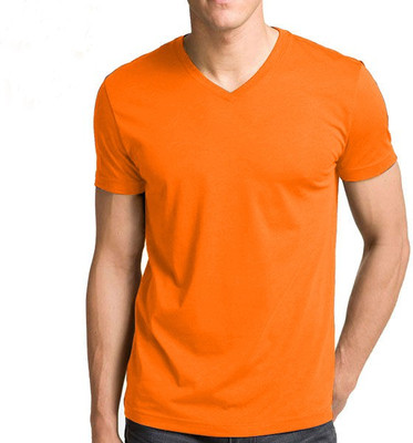 

Vogue Solid Men' V-neck Orange T-Shirt