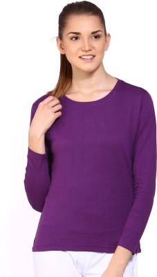 

Ap'pulse Solid Women' Round Neck Purple T-Shirt, Lilac