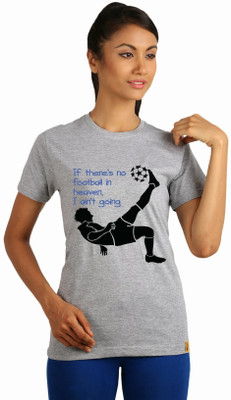 

Campus Sutra Printed Women's Round Neck Grey T-Shirt