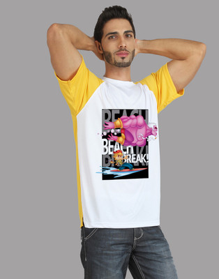 

Trionic Printed Men's Round Neck Yellow, White T-Shirt, Canary yellow