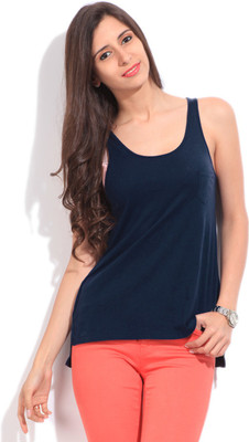 

Arrow Solid Women's Round Neck Dark Blue T-Shirt, Yellow green